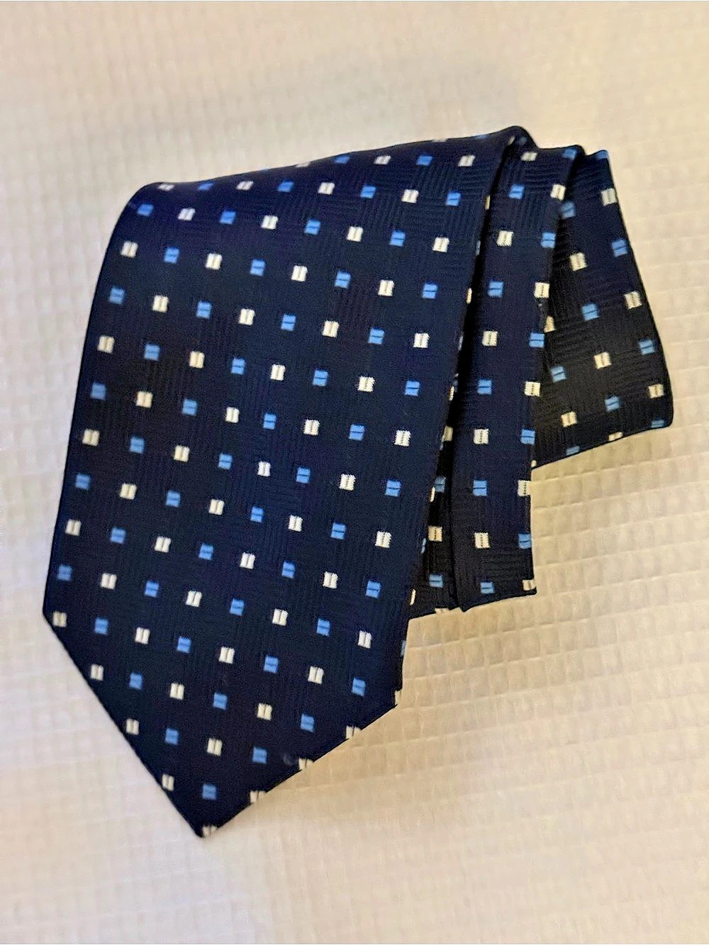 Valentino Rudy Tie Navy Blue with Light Blue & White Pattern.